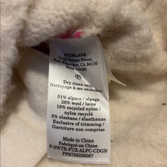 Everlane The SuperFuzz Alpaca Wool Blend Cardigan Pink White Argyle Sweater - Picture 6 of 9